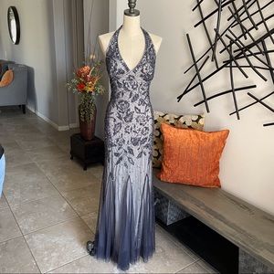 Adrianna Papell, beaded, floor length, formal, halter dress